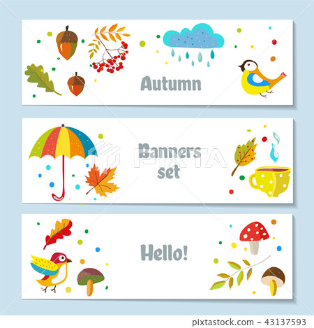 Autumn banners set with nature illustration 43137593