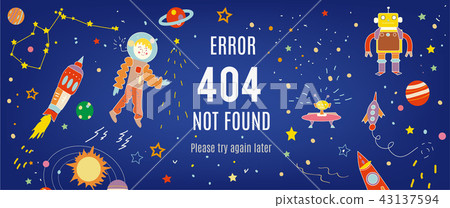 404 error banner with cosmos illustration 43137594
