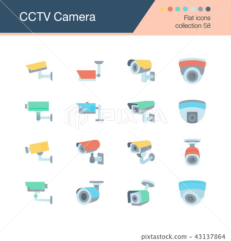 CCTV Camera icons. Flat design. CCTV Camera icons. Flat design. 43137864