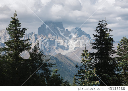Ushba - a beautiful mountain peak in the Caucasus Ushba - a beautiful mountain peak in the Caucasus 43138288