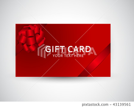 Gift Card Template with Bow and Ribbon Vector Illustration Gift Card Template with Bow and Ribbon Vector Illustration 43139561