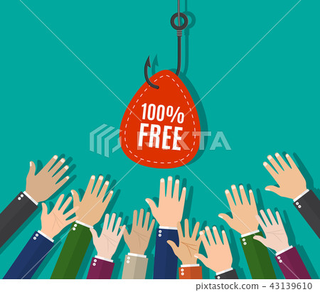 Fish hook with a label and text free. Fish hook with a label and text free. 43139610