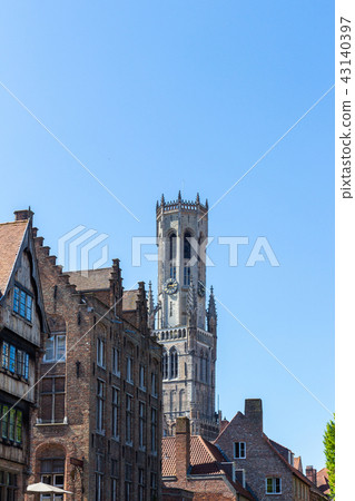 View to Belfry of Bruges medieval bell tower View to Belfry of Bruges medieval bell tower 43140397
