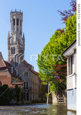 View to Belfry of Bruges medieval bell tower View to Belfry of Bruges medieval bell tower 43140398