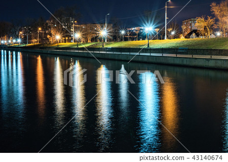 Long exposure shot of Valea Morilor lake at night Long exposure shot of Valea Morilor lake at night 43140674