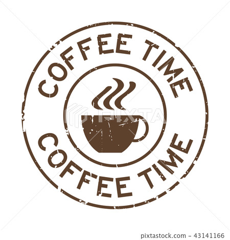 Grunge brown coffee time word round rubber stamp Grunge brown coffee time word round rubber stamp 43141166