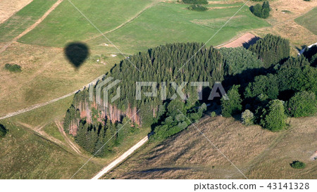 shadow of hot air balloon on the field 43141328