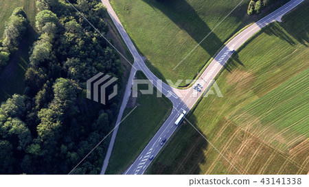 Roads leading through the forest, top view Roads leading through the forest, top view 43141338