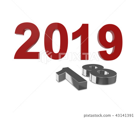 The year 2019 in red color and the year 2018 The year 2019 in red color and the year 2018 43141391