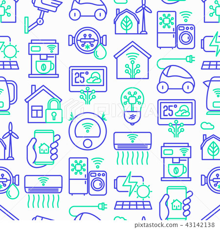 Eco smart house seamless pattern Eco smart house seamless pattern 43142138