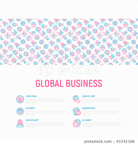 Global business concept with thin line icons Global business concept with thin line icons 43142166