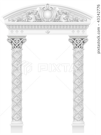 Antique white colonnade with old Ionic columns Antique white colonnade with old Ionic columns 43142776