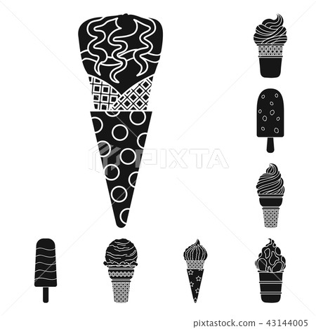 Different ice cream black icons in set collection for design. Dessert and sweetness vector symbol Different ice cream black icons in set collection for design. Dessert and sweetness vector symbol 43144005