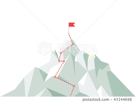 Mountain climbing route to peak. Business journey path in progress to peak of success. Climbing road Mountain climbing route to peak. Business journey path in progress to peak of success. Climbing road 43144698