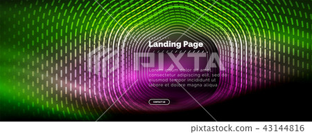 Neon glowing techno hexagon shape lines, hi-tech futuristic abstract background, landing page 43144816