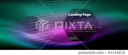 Neon glowing techno hexagon shape lines, hi-tech futuristic abstract background, landing page 43144818