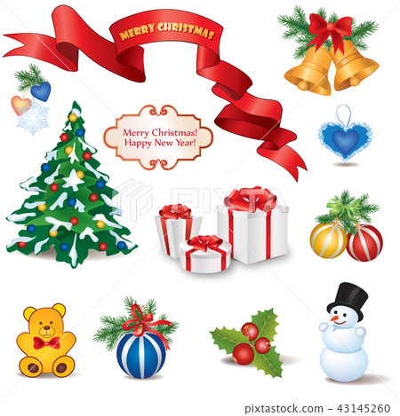 Christmas icons. Happy Winter Holiday card design 43145260
