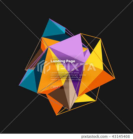 Polygonal geometric design, abstract shape made of triangles, trendy background 43145408