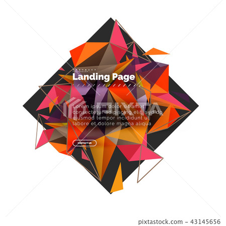 Triangular design abstract background, landing page. Low poly style colorful triangles on white Triangular design abstract background, landing page. Low poly style colorful triangles on white 43145656