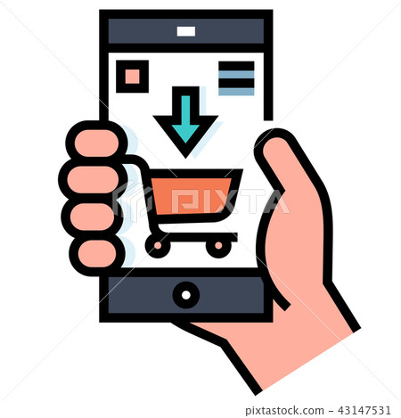 Mobile shopping LineColor illustration 43147531