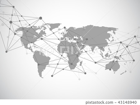 Global network connection. World map point 43148940
