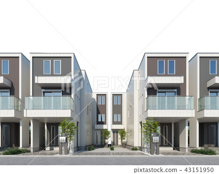 Urban type three-story house White background 43151950
