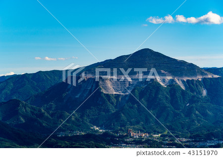 在山的山腳山雲山的陰影山的山頂從夏天的2018.08長焦a-2的山頂視圖 在山的山腳山雲山的陰影山的山頂從夏天的2018.08長焦a-2的山頂視圖 43151970