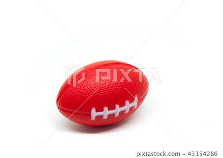 Red rugby ball toy isolated on white background. Red rugby ball toy isolated on white background. 43154286