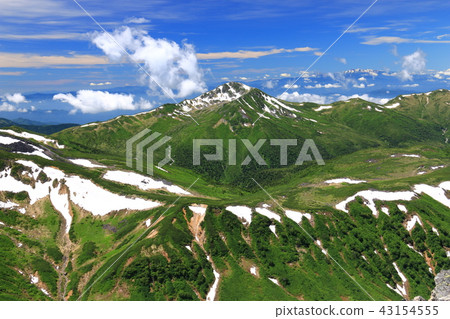 Northern Alps Mt. Kurokidake (Kurodake) Mountains from the summit Kurobe Gorō Mt. and Kununohe whole view Hakusan Landscape 43154555