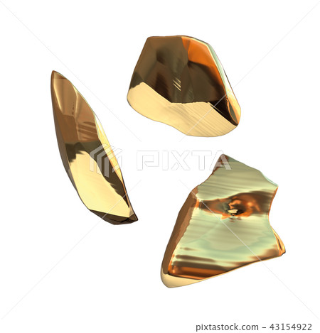 Set of golden nuggets isolated on white background. Different bars closeup wealth rich mining 43154922