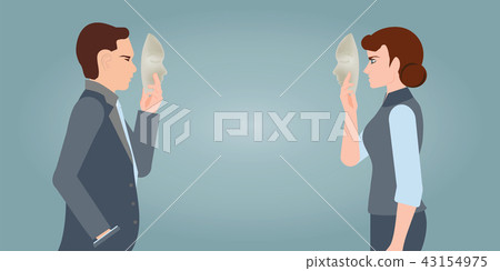 Businesspeople carrying mask to his body  43154975