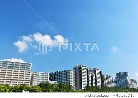 A refreshing blue sky apartment street A refreshing blue sky apartment street 43155715