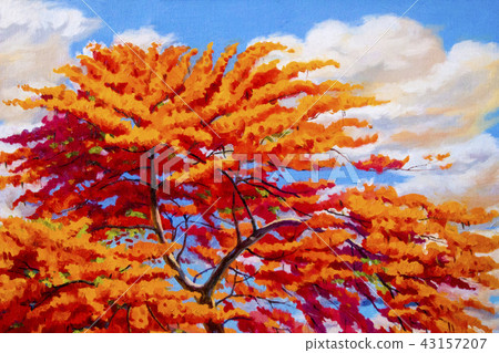 Oil painting landscape of Peacock flowers Oil painting landscape of Peacock flowers 43157207