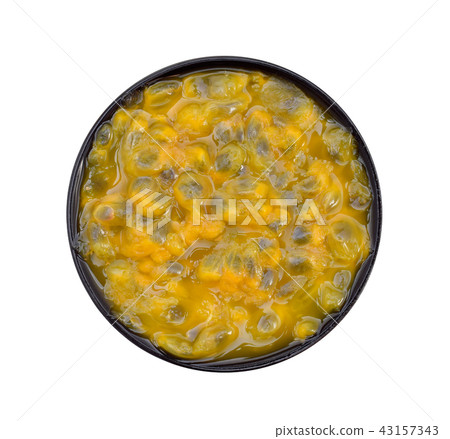 top view passion fruit on white background 43157343