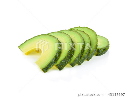 Avocado slices isolated on white 43157697
