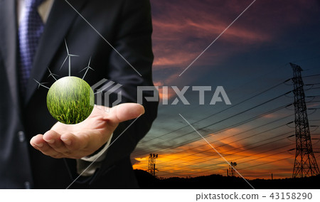 Electricity from wind power, Ecology concpet Electricity from wind power, Ecology concpet 43158290