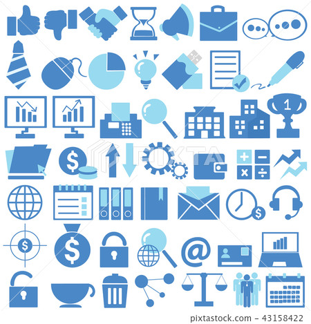 Business system blue icon set - Stock Illustration [43158422] - PIXTA