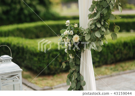 Flowers on wedding drcor, green and white color Flowers on wedding drcor, green and white color 43159044