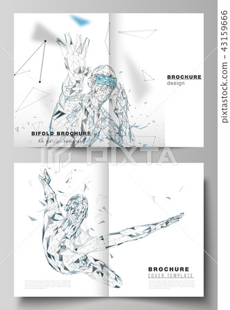 The vector layout of two A4 format cover mockups design templates for bifold brochure, magazine The vector layout of two A4 format cover mockups design templates for bifold brochure, magazine 43159666