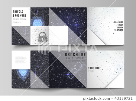The minimal vector layout of two square format covers design templates for trifold square brochure 43159721