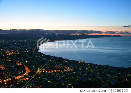 拍攝日出前的函館夜景和大和山的風景從函館山 43160593