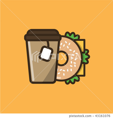 Tea drink and bagel sandwich Tea drink and bagel sandwich 43161076