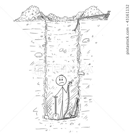 cartoon of man trapped