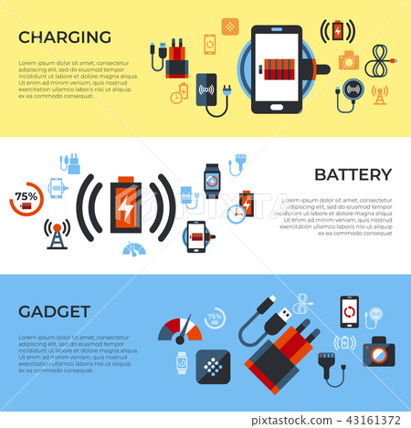 Digital vector wireless charging icons set 43161372