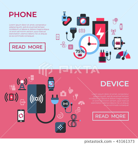 Digital vector wireless charging icons set Digital vector wireless charging icons set 43161373