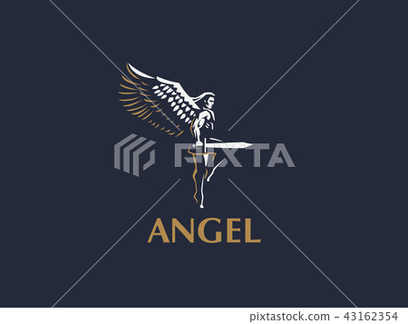 Angel man. Vector emblem. - Stock Illustration [43162354] - PIXTA