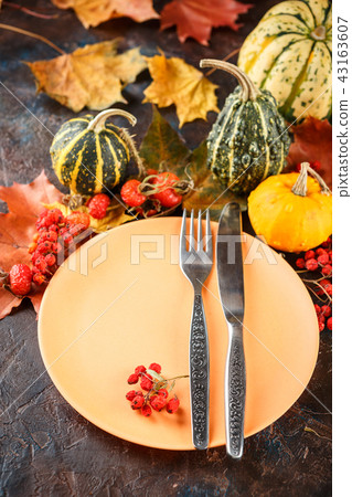 Autumn table setting. Autumn table setting. 43163607