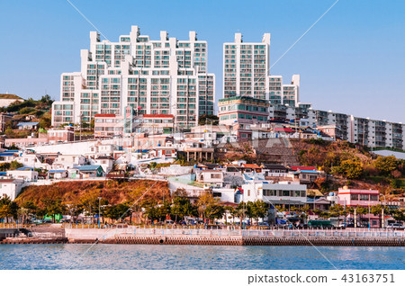 Yeosu harbor with city buildings view, South Korea 43163751