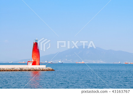 Red lighthouse at Yeosu expo port, South Korea Red lighthouse at Yeosu expo port, South Korea 43163767