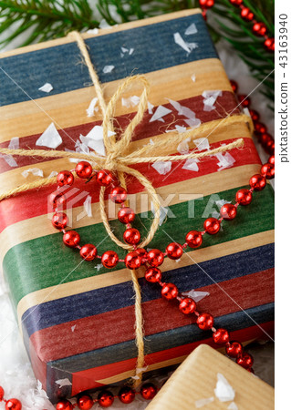 Boxes with Christmas gifts. 43163940